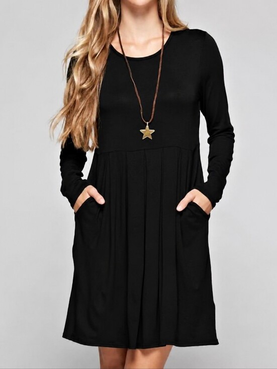 12 Pm By Mon Ami Dresses & Skirts - 12PM by Mon Ami Black Long Sleeve Pocket Swing Dress M